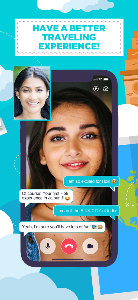 Tabby Bobby - Two women on a live video call discussing travel plans to Jaipur in the Tabby Bobby app