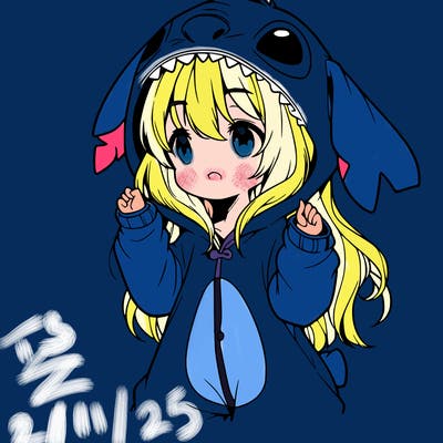 anime girl in a stitch onsie