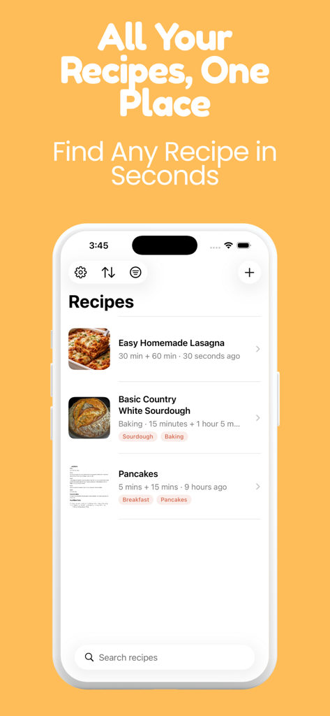 Recipe Organizer: AI Cookbook - レシピ整理AIクックブックモバイルアプリのレシピリストビュー