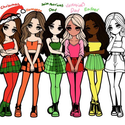 a group of girls realistic