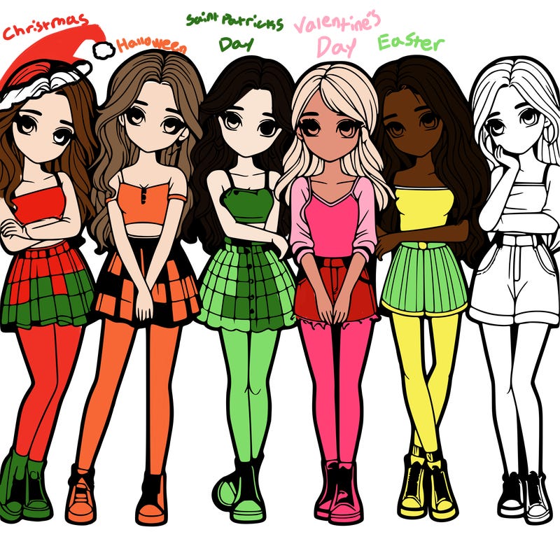 a group of girls realistic