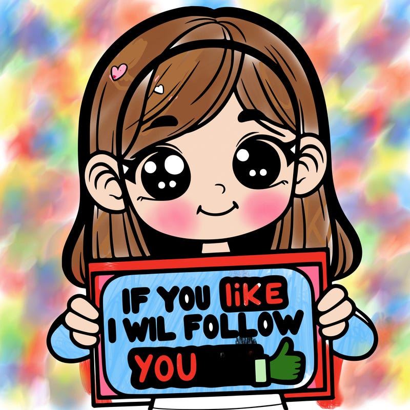 girl holding up a sign that says “ if you like i will follow you