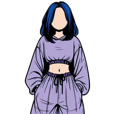 realistic girl faceless with baggy pants and a crop top