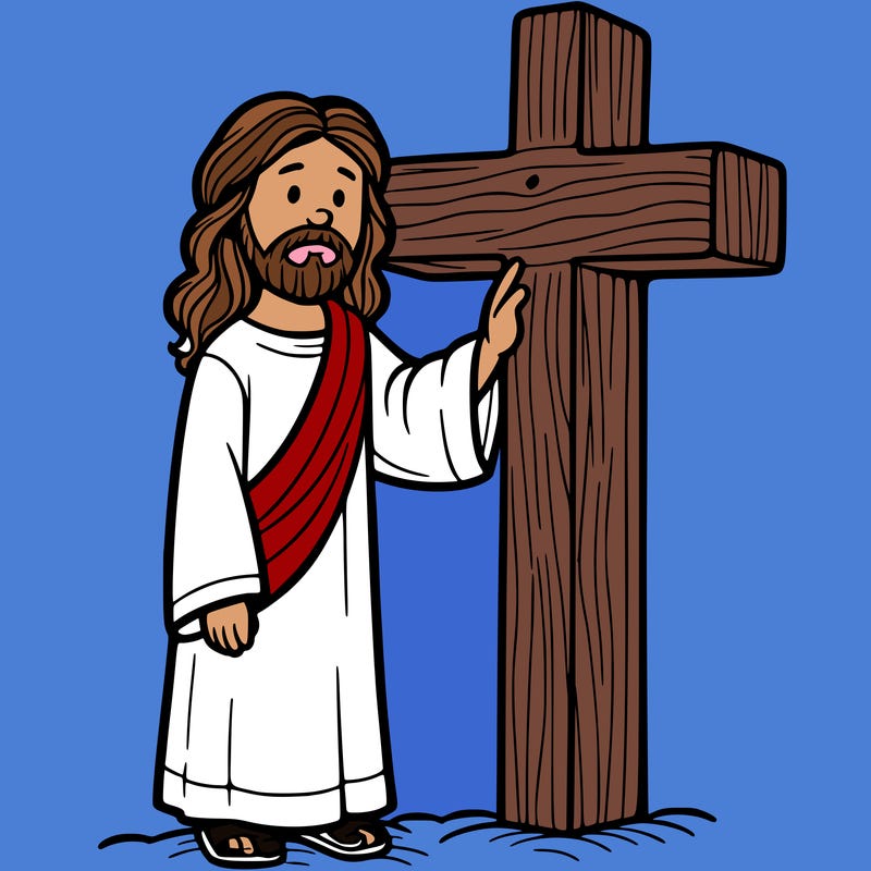jesus standing beside the cross