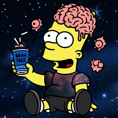 bart drinking soda with a brain freeze