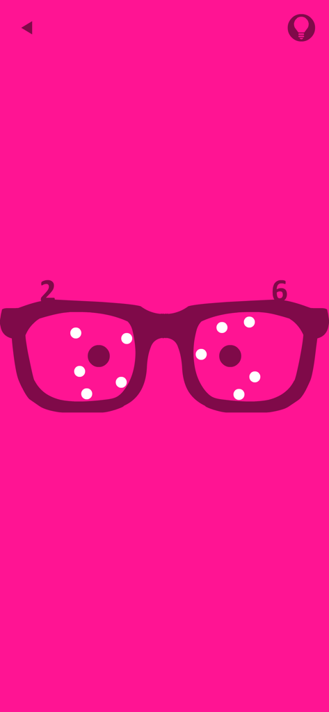 pink (game) - Pink logic puzzle level featuring a pair of glasses with white dots on a bright pink background