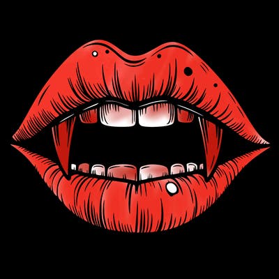 lips with vampire teeth