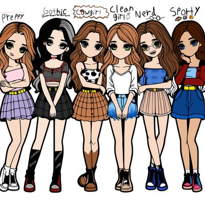 a group of girls realistic