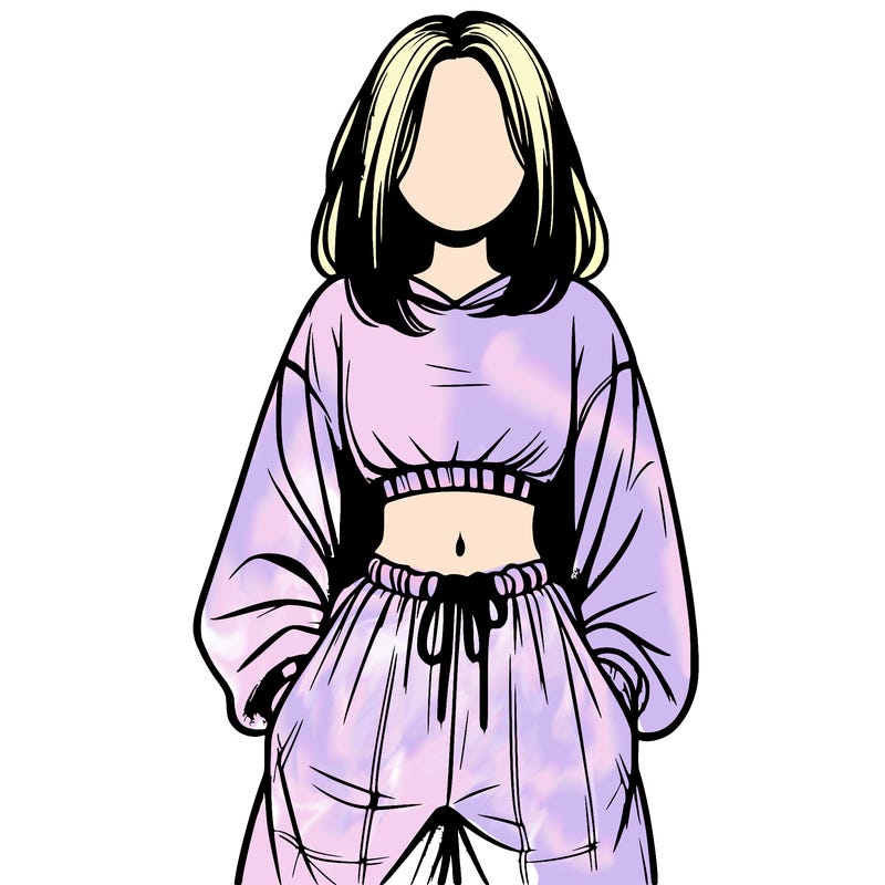 realistic girl faceless with baggy pants and a crop top