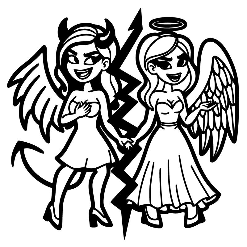 devil woman and angel woman split