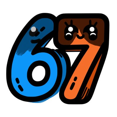 the numbers 67