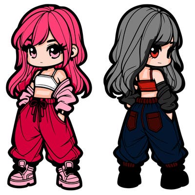 girl in crop top and baggy pants