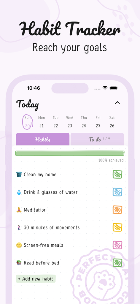 Hizo: Habit Tracker & Todo - Daily habit checklist in Hizo app with aesthetic purple design