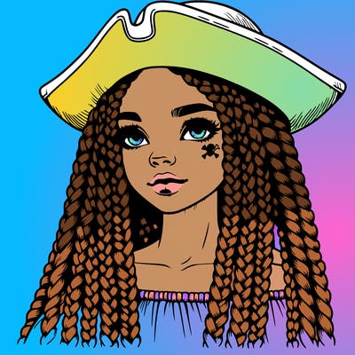 realistic girl with box braids and i realistic pirate hat