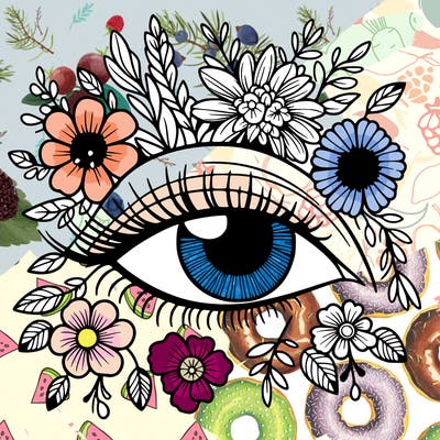 eye with flowers