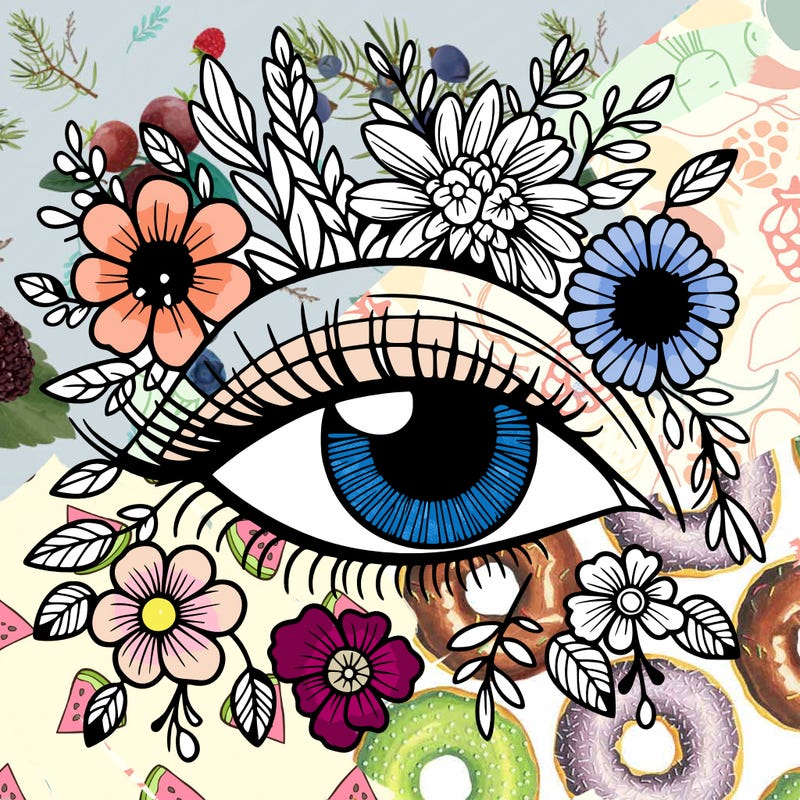 eye with flowers