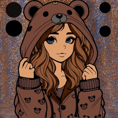 realistic girl in a animal pjs hoodie