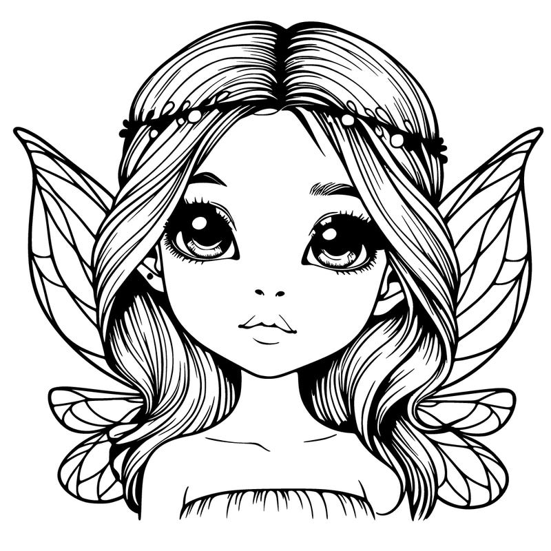 realistic fairie with eyes and mouth