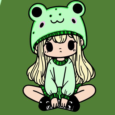 a girl wearing a frog hat and some frog socks