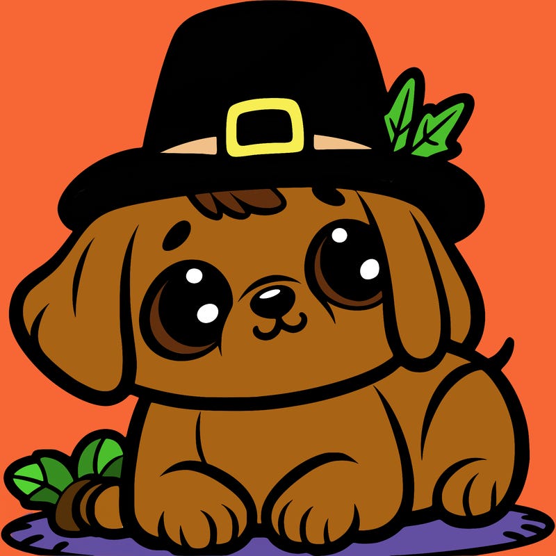 puppy with thanksgiving hat
