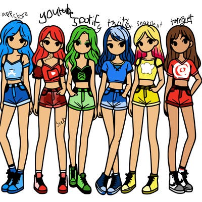 a group of girls wearing crop tops and shorts