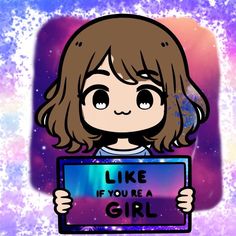 a cute girl holding a sign that says like if you’re a girl