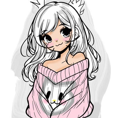 shy pretty girl wearing a sweater that is falling off one shoulder portrait