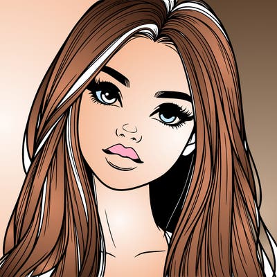 realistic teen girl with long hair and lips