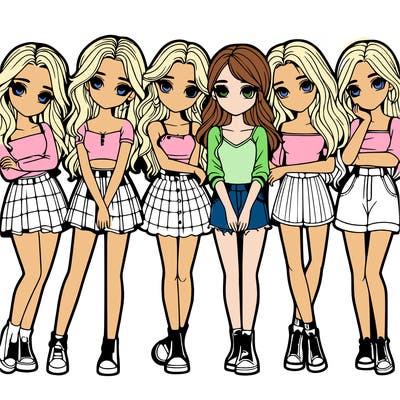 a group of girls realistic