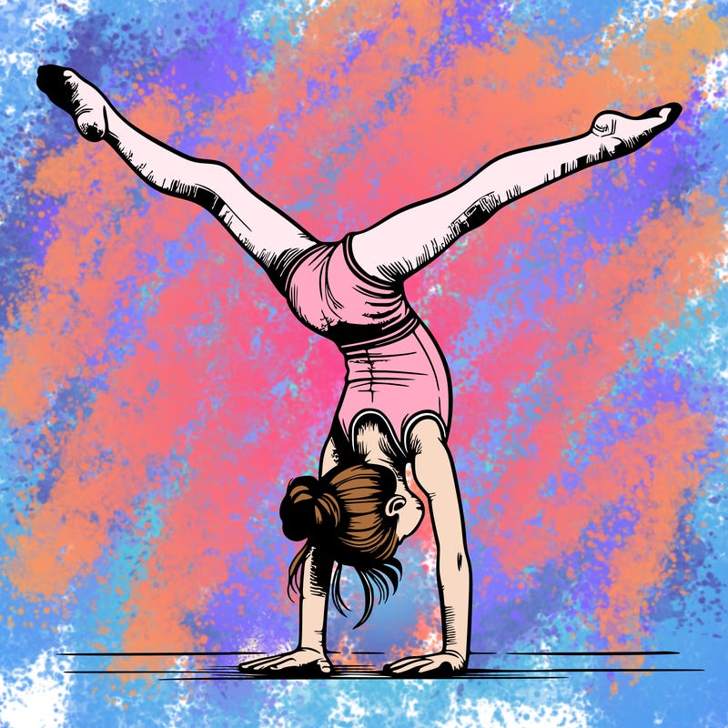 realistic gymnastic hand stand girl in four splits