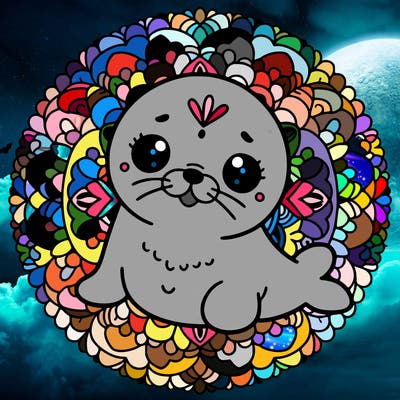 a cute baby seal mandala