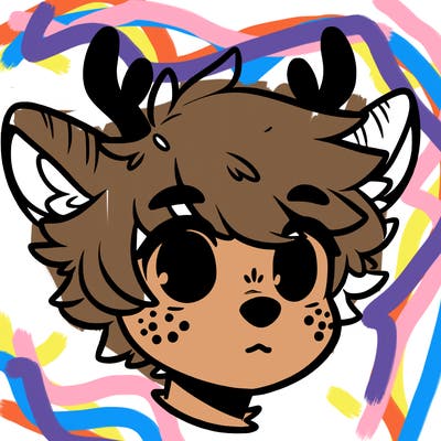 a humanoid deer with soft fluffy ears