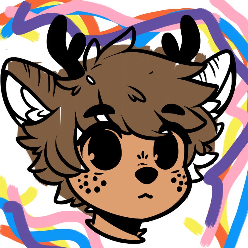 a humanoid deer with soft fluffy ears