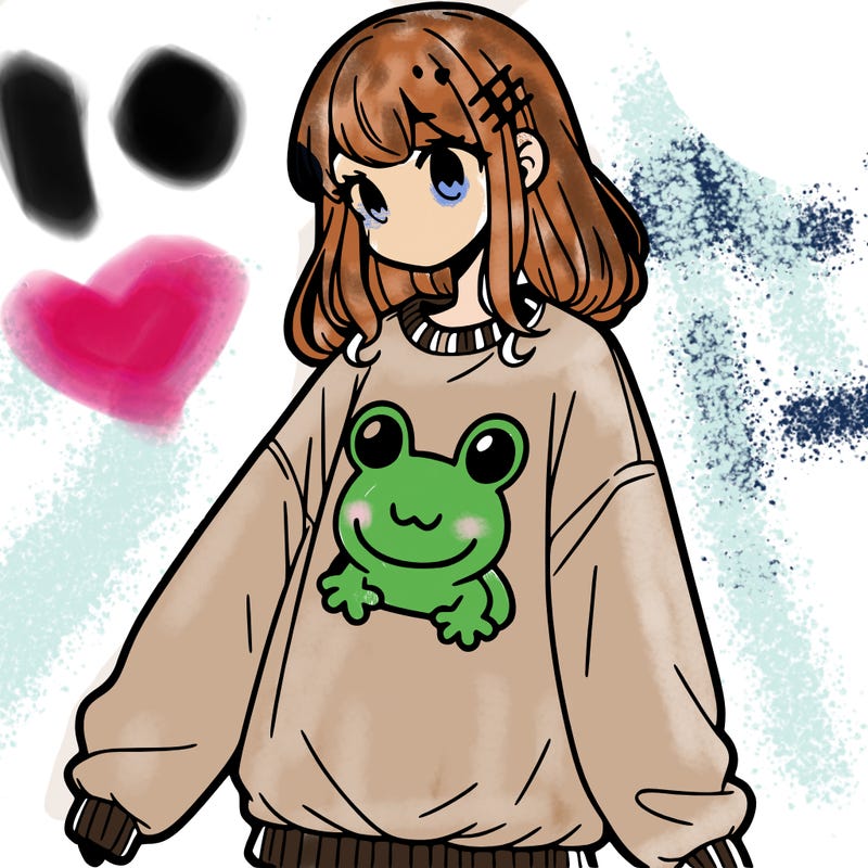 girl wearing frogging sweatshirt