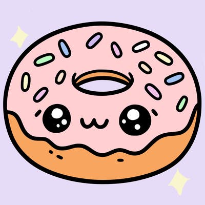 simple and cute donut for coloring