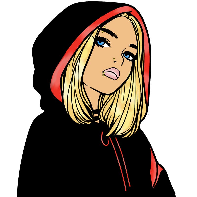 a realistic girl in a hoodie