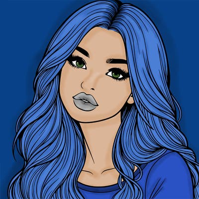 realistic girl with hair on her hair and lips