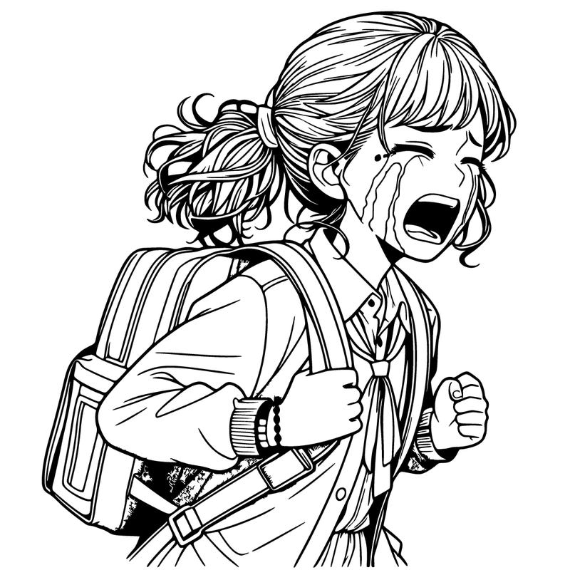 realistic girl crying running away