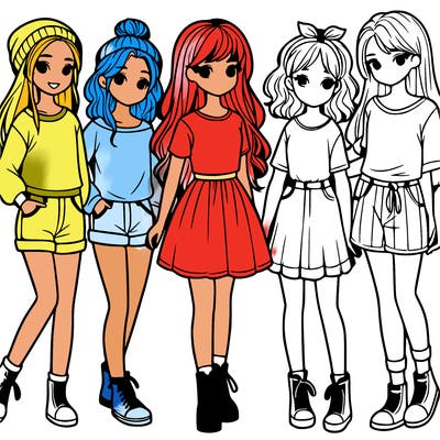 a group of five girls