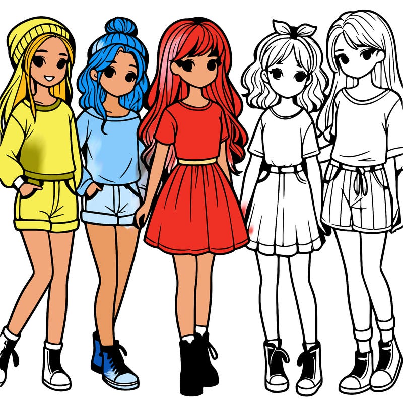 a group of five girls