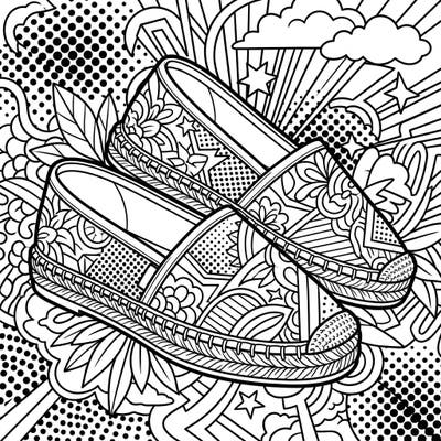 Experience the iconic blend of fashion and art with this captivating Pop Art Espadrilles coloring page. Featuring bold outlines and playful patterns, it offers a stylish escape into creativity for all ages.