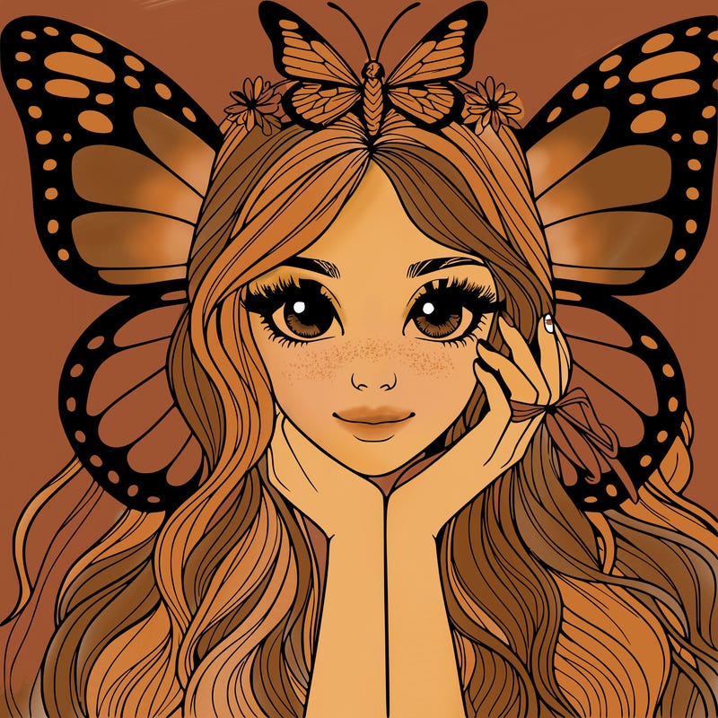 butterfly realistic girl