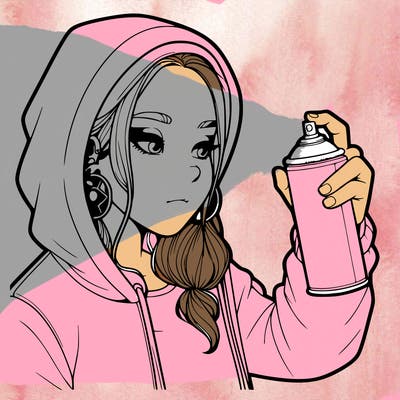 a realistic girl, spray painting
