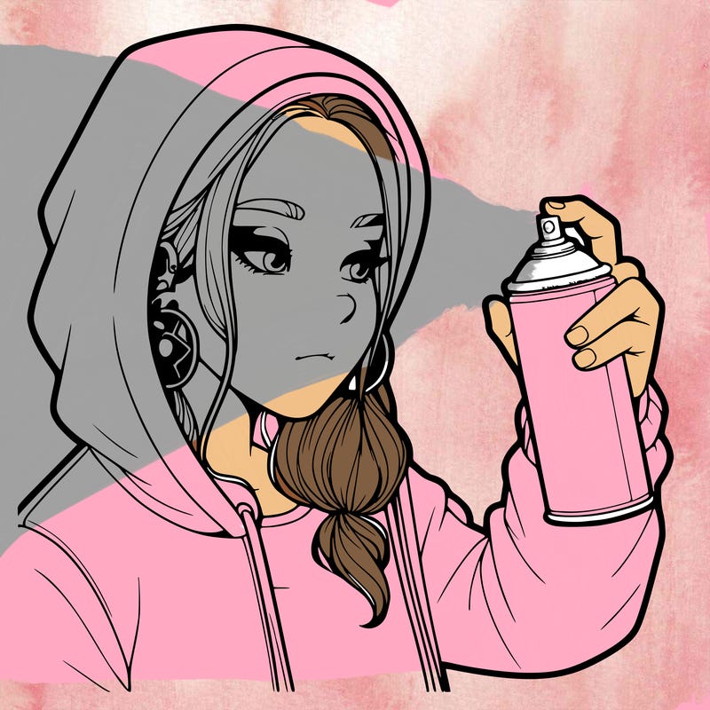 a realistic girl, spray painting