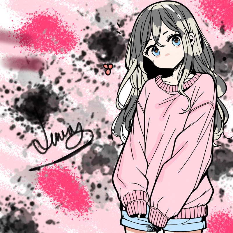 manga teen girl  in a sweater and baggy pants