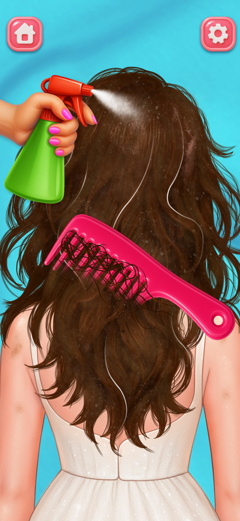 ASMR Makeover: Skincare Games - Gameplay de salão de cabeleireiro virtual mostrando borrifando e penteando cabelos