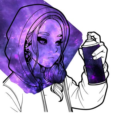 a realistic girl, spray painting