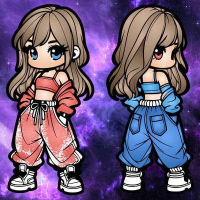 girl in crop top and baggy pants