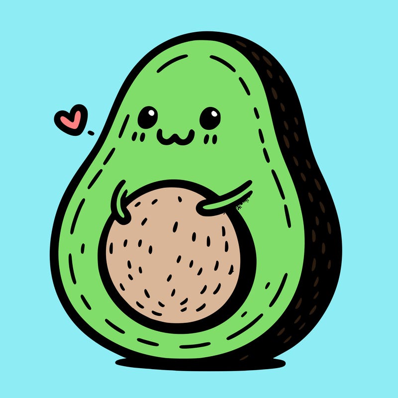 an avocado hugging an avocado