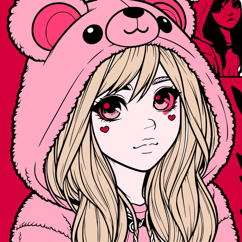 realistic girl in a bear hoodie